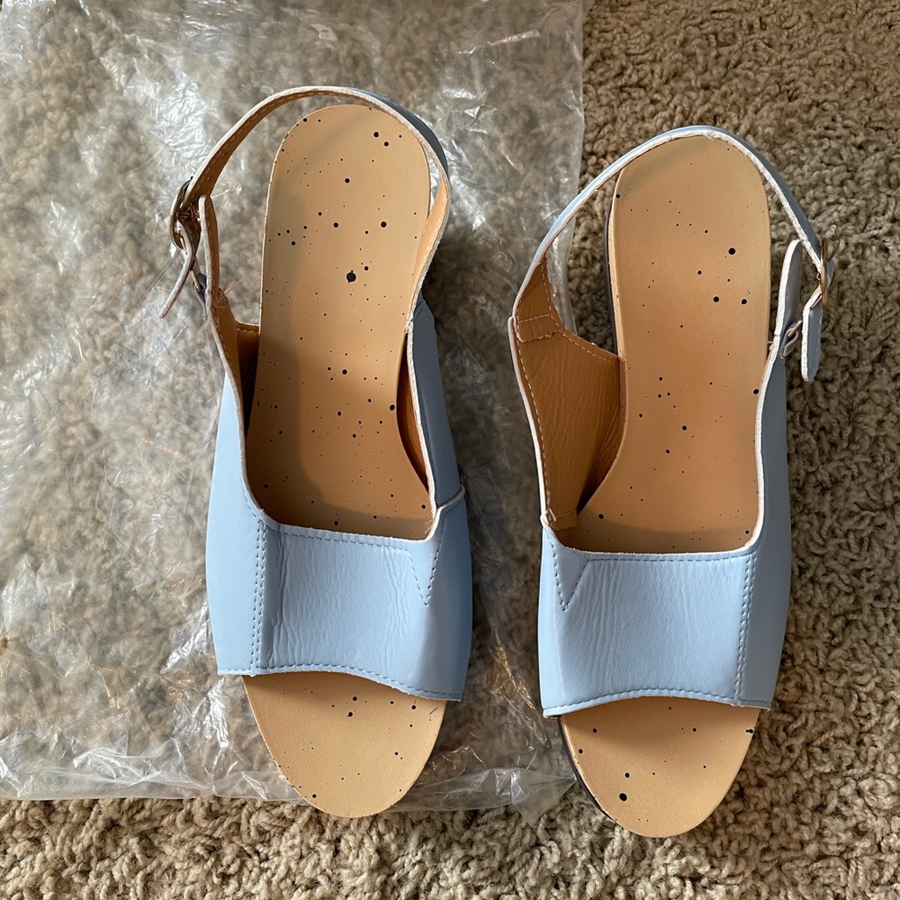 Baby Blue 2" Heel Sandals NEW